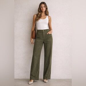 Earth Tone Wide Leg Utility Trousers // Forest Green High-Rise Carpenter Vibes L